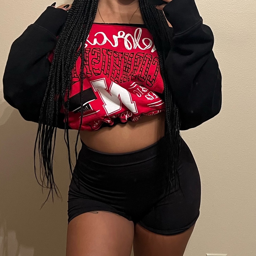 Nebraska Huskers drawstring cropped sweatshirt